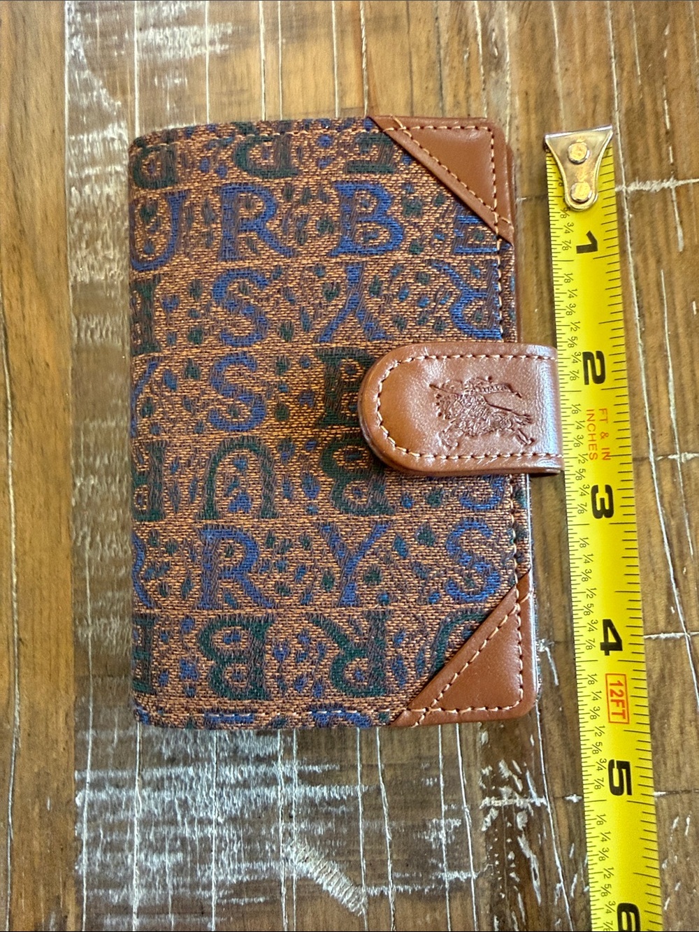 Burberry Brown and Blue Logo Jacquard Snap Wallet